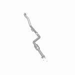 MagnaFlow 52722 oem grade direct-fit catalytic converter, rear three-quarter view of the turntable spin