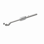 MagnaFlow 93613 hm grade direct-fit catalytic converter, front three-quarter view of the turntable spin