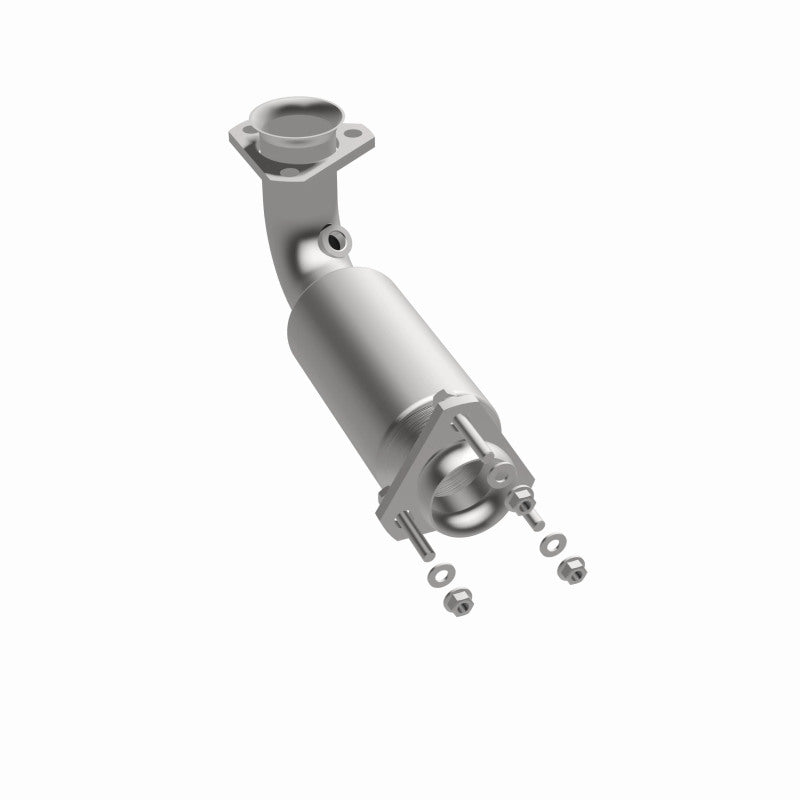 MagnaFlow 23409 hm grade direct-fit catalytic converter, rear three-quarter view of the turntable spin