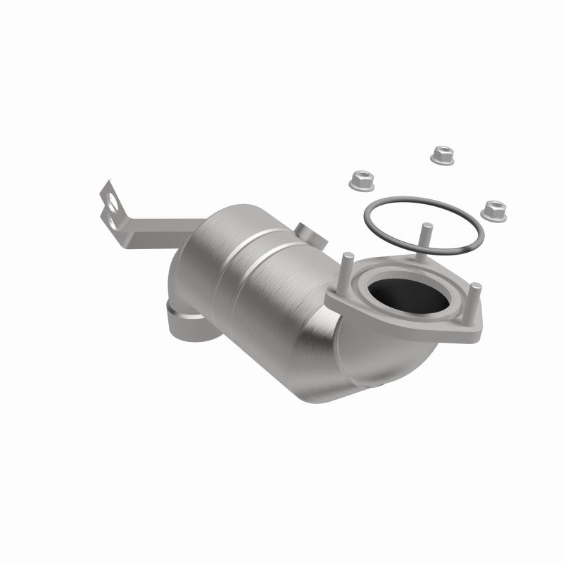 MagnaFlow 51430 oem grade direct-fit catalytic converter, front three-quarter view of the turntable spin