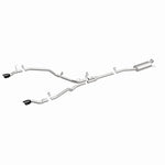 MagnaFlow 19633 neo series cat-back exhaust, front three-quarter view of the turntable spin