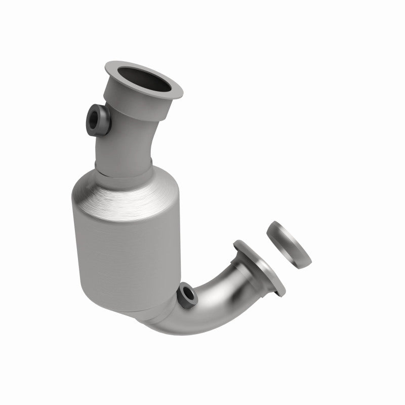 MagnaFlow 93238 hm grade direct-fit catalytic converter, front three-quarter view of the turntable spin