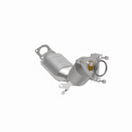 MagnaFlow 551143 carb direct-fit catalytic converter, front three-quarter view of the turntable spin