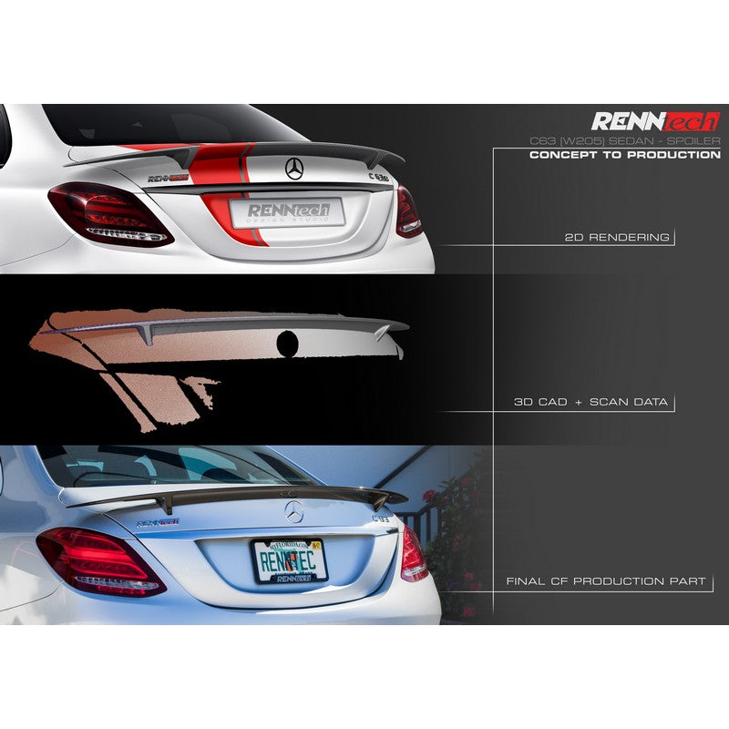 RennTech Aero Carbon Fiber Decklid Spoiler For Mercedes-Benz W205 C450 AMG - AutoTalent