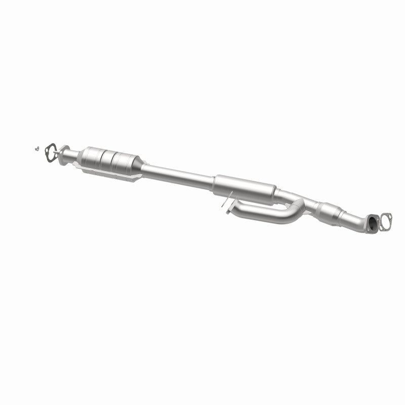MagnaFlow 24420 hm grade direct-fit catalytic converter, opposite rear three-quarter view of the turntable spin