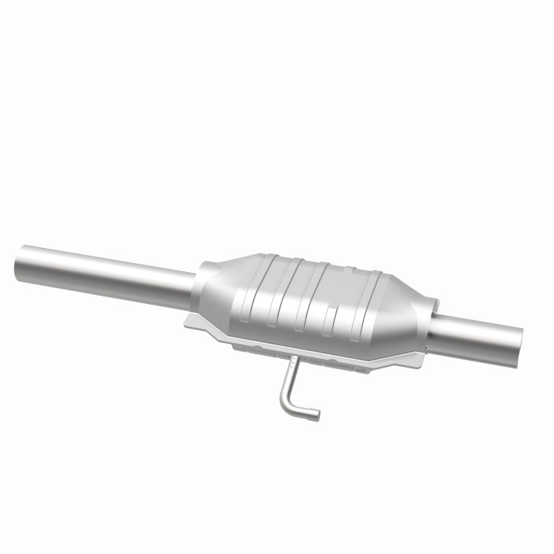 MagnaFlow 3391222 carb direct-fit catalytic converter, opposite rear three-quarter view of the turntable spin