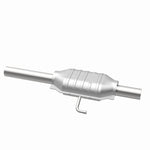 MagnaFlow 3391222 carb direct-fit catalytic converter, opposite rear three-quarter view of the turntable spin