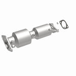 MagnaFlow 52855 oem grade direct-fit catalytic converter, front three-quarter view of the turntable spin