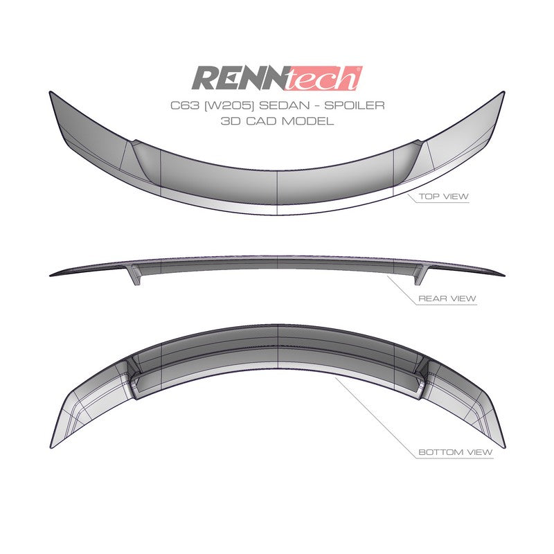 RennTech Aero Carbon Fiber Decklid Spoiler For Mercedes-Benz C450 AMG - AutoTalent