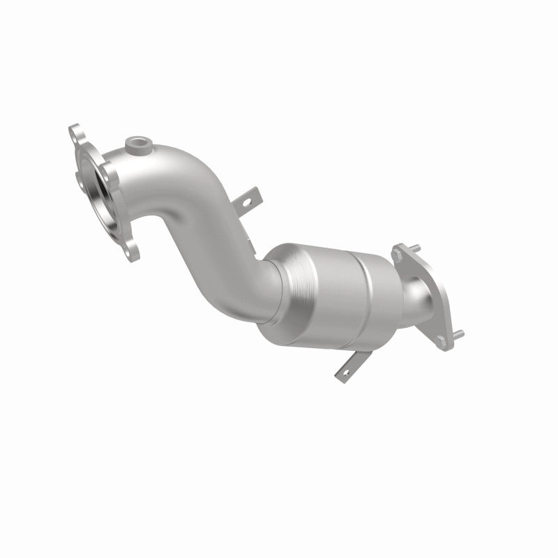 MagnaFlow 551573 carb direct-fit catalytic converter, front three-quarter view of the turntable spin