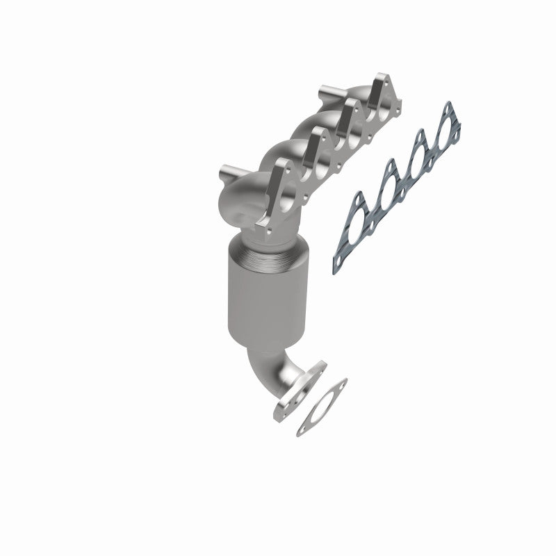MagnaFlow 49999 oem grade manifold converter, opposite front three-quarter view of the turntable spin