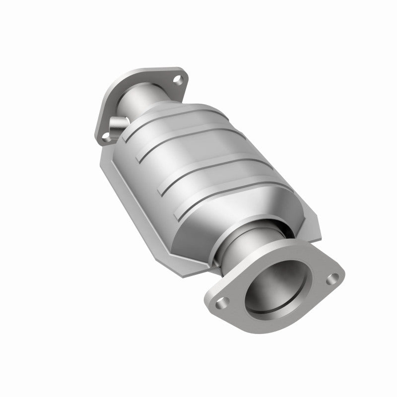 MagnaFlow 49996 oem grade direct-fit catalytic converter, rear three-quarter view of the turntable spin