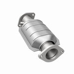 MagnaFlow 49996 oem grade direct-fit catalytic converter, rear three-quarter view of the turntable spin