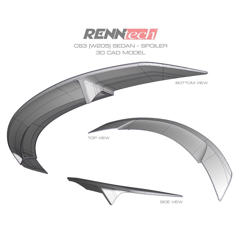 RennTech Aero Carbon Fiber Deck lid Spoiler For Mercedes-Benz C400 - AutoTalent