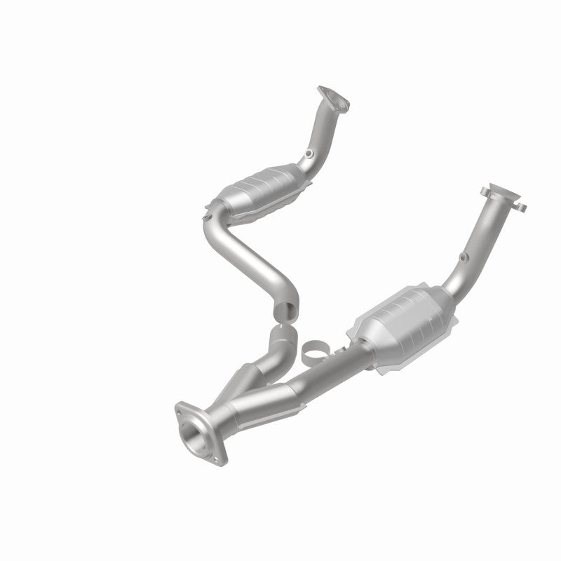 MagnaFlow 49580 oem grade direct-fit catalytic converter, rear view of the turntable spin