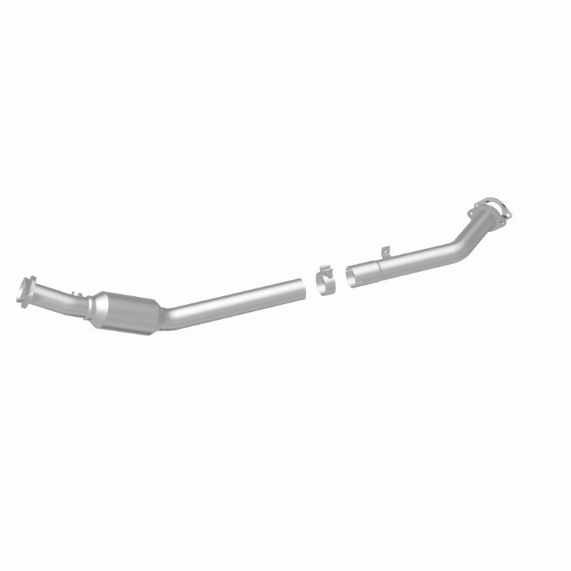 MagnaFlow 4561030 carb direct-fit catalytic converter, rear three-quarter view of the turntable spin