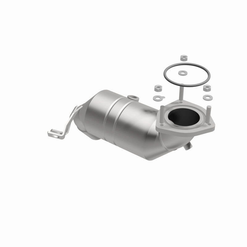 MagnaFlow 52015 oem grade direct-fit catalytic converter, front three-quarter view of the turntable spin