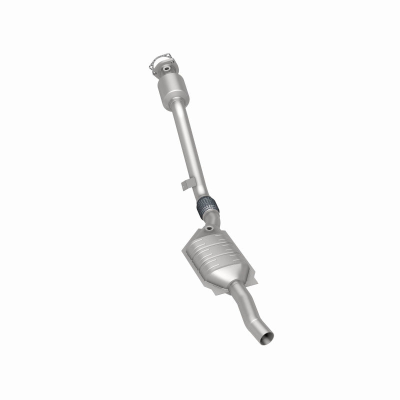 MagnaFlow 51589 oem grade direct-fit catalytic converter, rear three-quarter view of the turntable spin