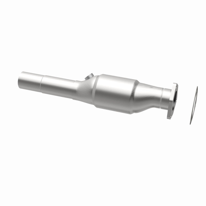 MagnaFlow 22931 hm grade direct-fit catalytic converter, opposite rear three-quarter view of the turntable spin