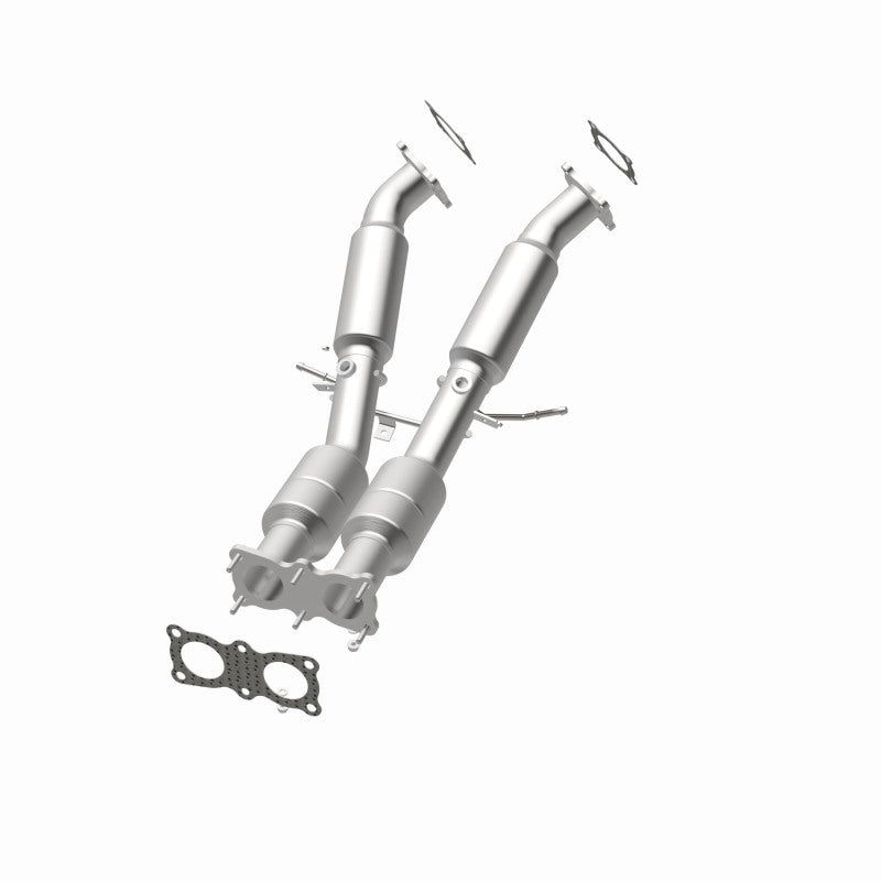 MagnaFlow 52276 oem grade direct-fit catalytic converter, opposite rear three-quarter view of the turntable spin