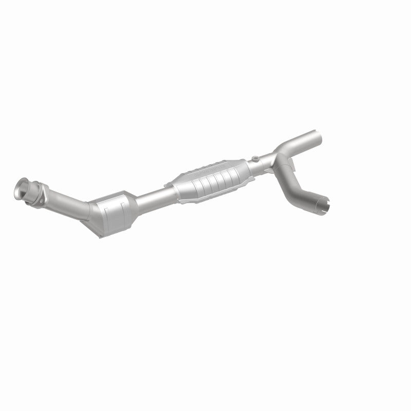 MagnaFlow 49426 oem grade direct-fit catalytic converter, front three-quarter view of the turntable spin