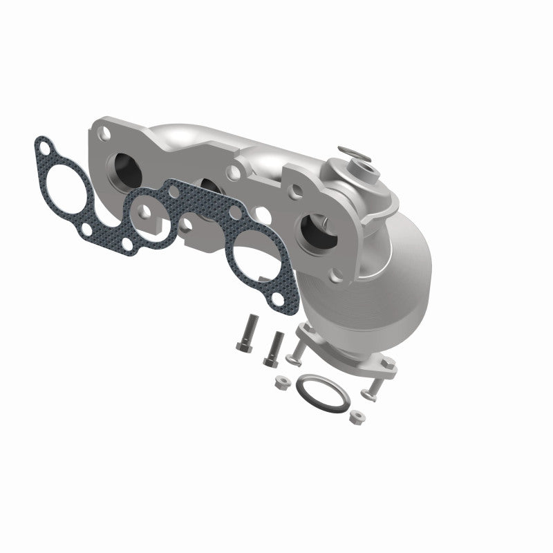 MagnaFlow 50260 hm grade manifold converter, opposite front three-quarter view of the turntable spin