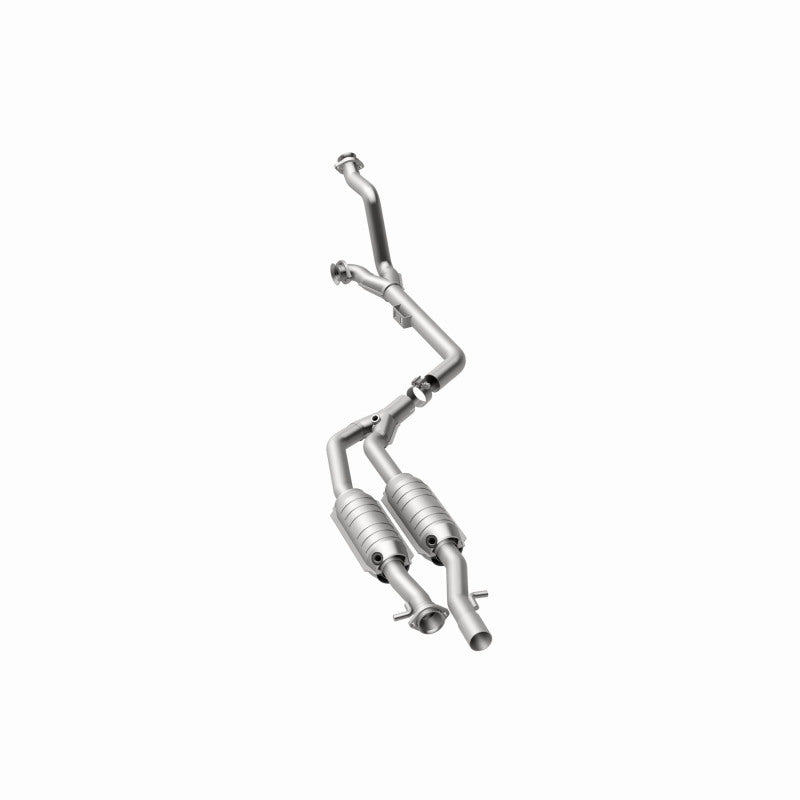 MagnaFlow 23573 epa direct-fit catalytic converter, rear three-quarter view of the turntable spin