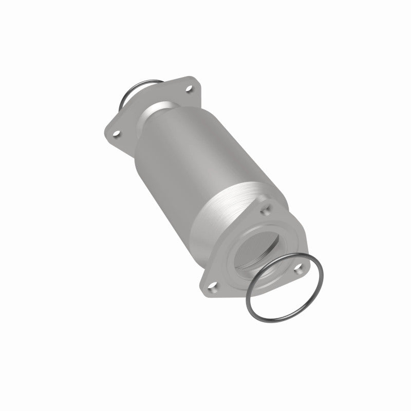 MagnaFlow 5592683 carb direct-fit catalytic converter, rear three-quarter view of the turntable spin