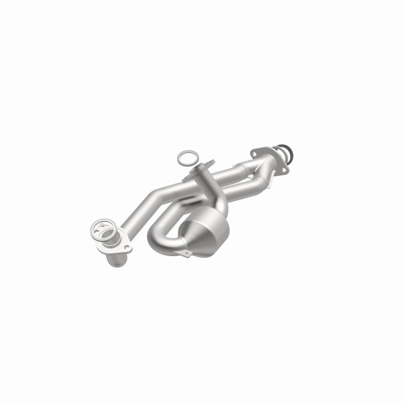 MagnaFlow 49986 oem grade direct-fit catalytic converter, opposite front three-quarter view of the turntable spin