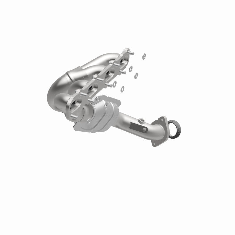 MagnaFlow 50785 hm grade manifold converter, opposite front three-quarter view of the turntable spin