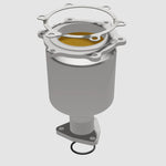 MagnaFlow 49320 oem grade direct-fit catalytic converter, front three-quarter view of the turntable spin