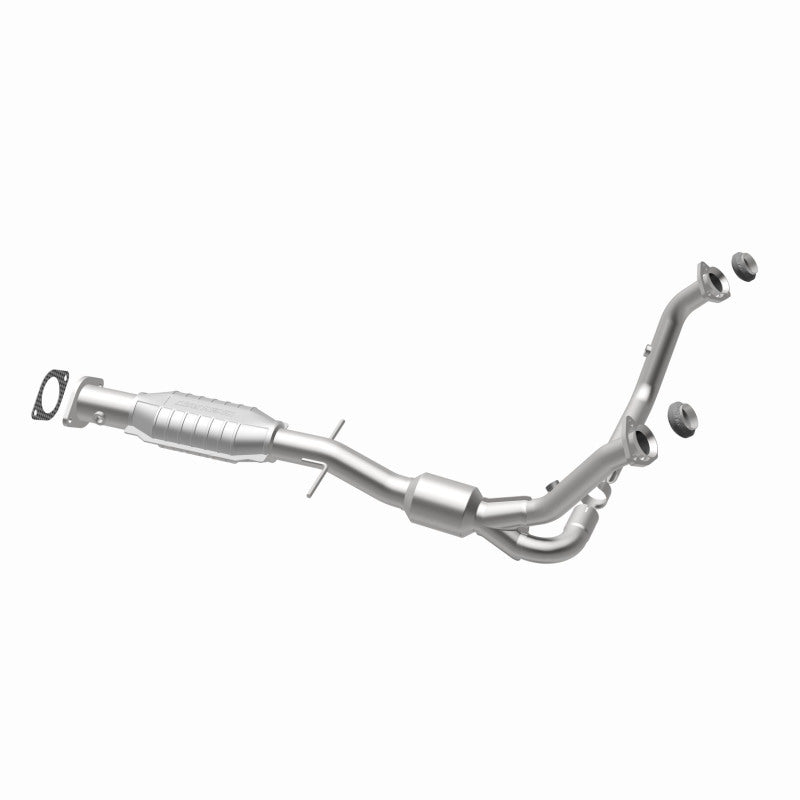 MagnaFlow 49110 oem grade direct-fit catalytic converter, opposite rear three-quarter view of the turntable spin