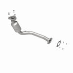 MagnaFlow 49106 oem grade direct-fit catalytic converter, rear three-quarter view of the turntable spin