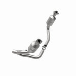 MagnaFlow 49658 oem grade direct-fit catalytic converter, opposite rear three-quarter view of the turntable spin
