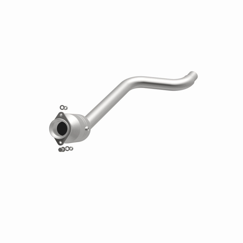 MagnaFlow 52004 oem grade direct-fit catalytic converter, opposite front three-quarter view of the turntable spin