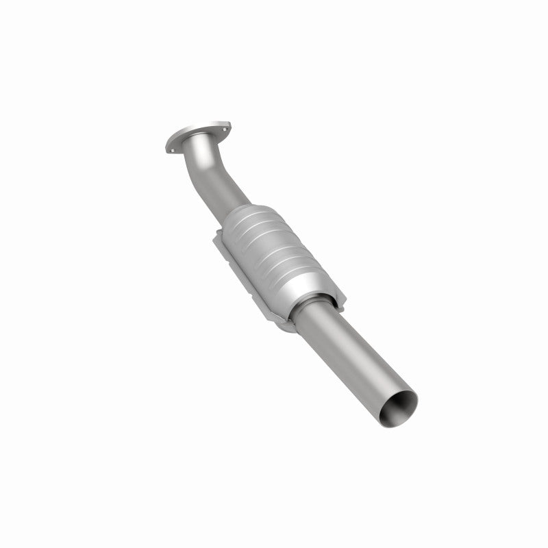 MagnaFlow 23000 hm grade direct-fit catalytic converter, rear three-quarter view of the turntable spin