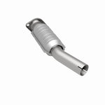 MagnaFlow 49749 oem grade direct-fit catalytic converter, rear three-quarter view of the turntable spin