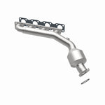MagnaFlow 52424 oem grade manifold converter, opposite rear three-quarter view of the turntable spin