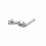 MagnaFlow 5551737 carb direct-fit catalytic converter, opposite front three-quarter view of the turntable spin
