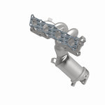 MagnaFlow 452047 carb manifold converter, side view of the turntable spin
