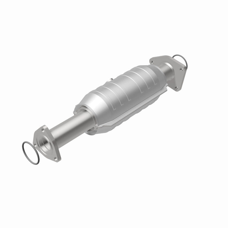 MagnaFlow 49026 oem grade direct-fit catalytic converter, rear view of the turntable spin