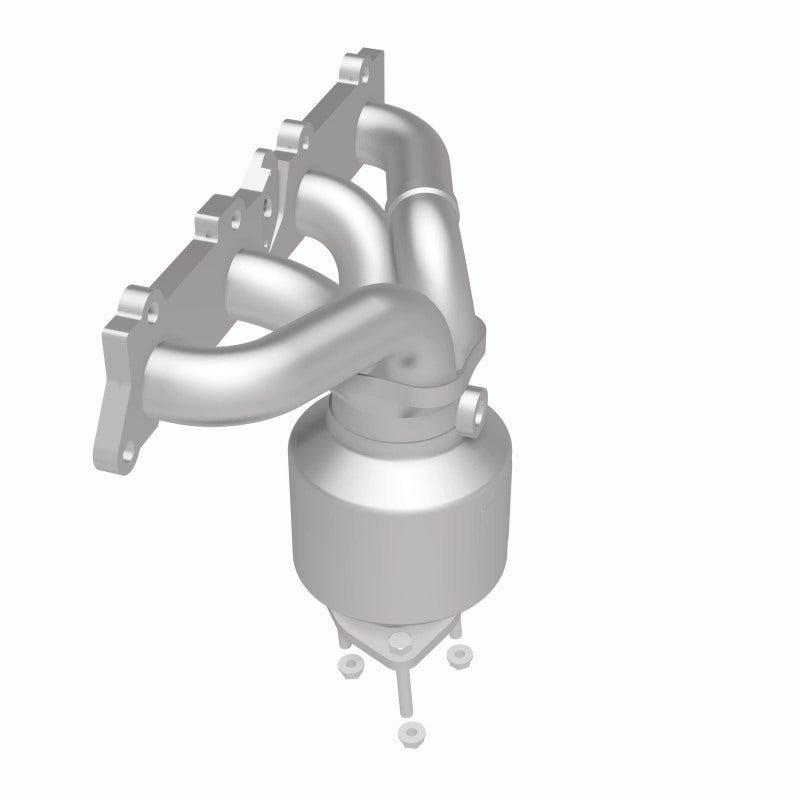 MagnaFlow 452150 carb manifold converter, opposite rear three-quarter view of the turntable spin