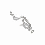 MagnaFlow 441122 carb direct-fit catalytic converter, rear three-quarter view of the turntable spin