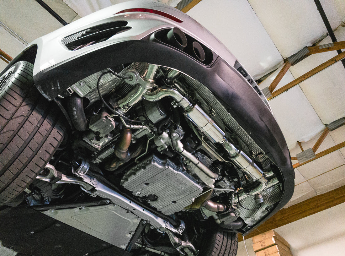 ARMYTRIX Stainless Steel Valvetronic Exhaust System Quad Matte Black Tips For Porsche 991 Turbo | Turbo S 2014-2016