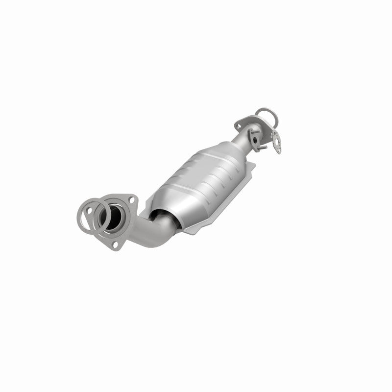 MagnaFlow 23752 hm grade direct-fit catalytic converter, opposite front three-quarter view of the turntable spin