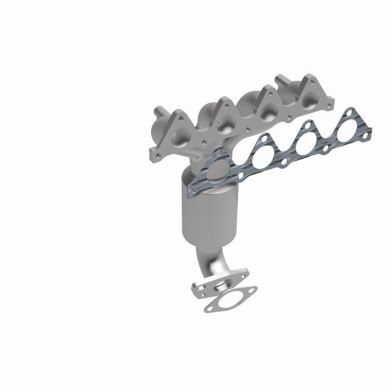 MagnaFlow 49999 oem grade manifold converter, front three-quarter view of the turntable spin