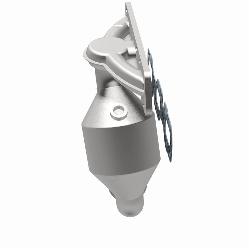 MagnaFlow 49376 oem grade manifold converter, opposite rear three-quarter view of the turntable spin