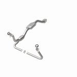 MagnaFlow 23139 hm grade direct-fit catalytic converter, opposite front three-quarter view of the turntable spin