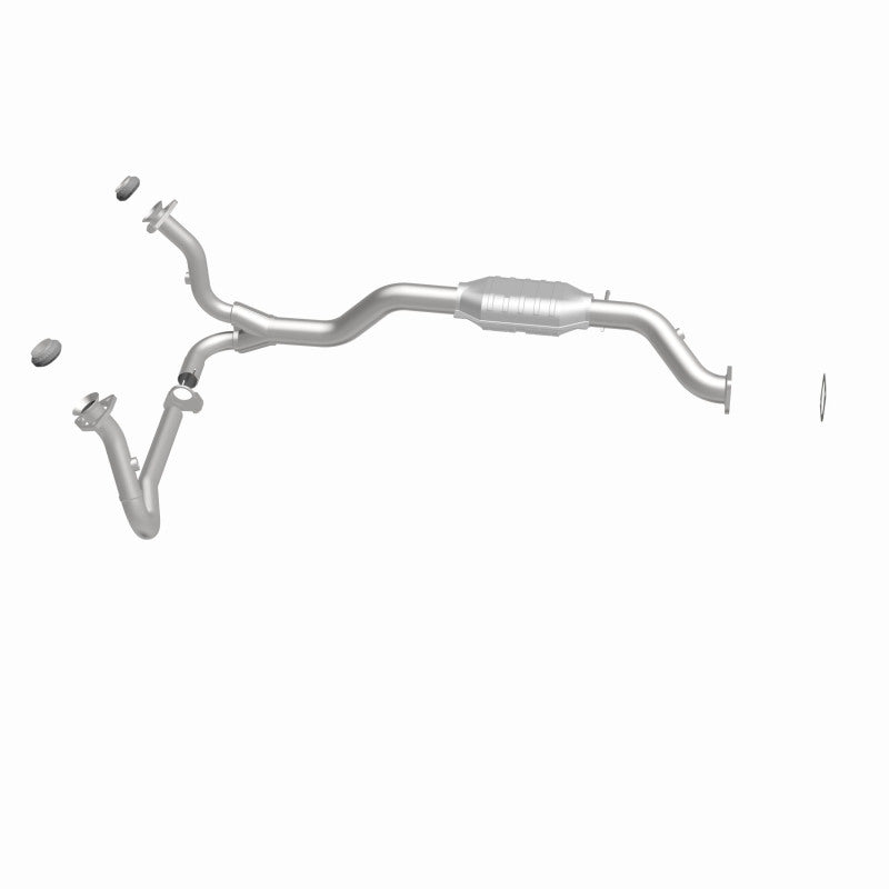 MagnaFlow 23628 hm grade direct-fit catalytic converter, side view of the turntable spin