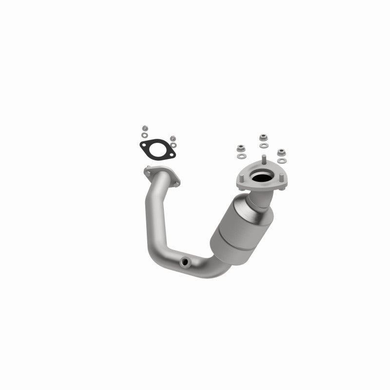 MagnaFlow 49106 oem grade direct-fit catalytic converter, opposite front three-quarter view of the turntable spin